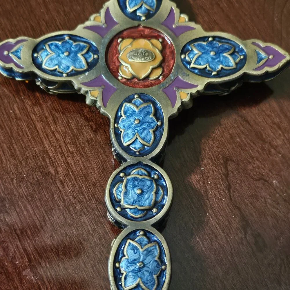 UNICORN RARE JAY STRONGWATER BLUE LAPIS CROSS NATIVITY CRYSTAL FIGURINE OBJET